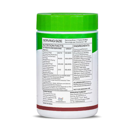OZiva Iron Mineral Supplement with Folic Acid Vitamin C B12, 180 Adult Tablets, Vegan Plant-Based Formula - in use
