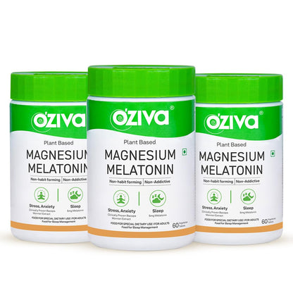 OZiva Magnesium + Melatonin, Stress & Anxiety, Sleep, Bacopa, 60 Tabs (11)