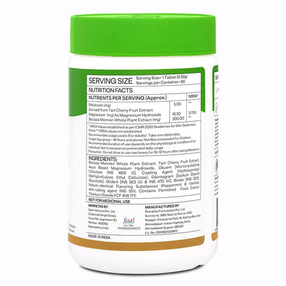 OZiva Magnesium + Melatonin, Stress & Anxiety, Sleep, Bacopa, 60 Tabs - in use