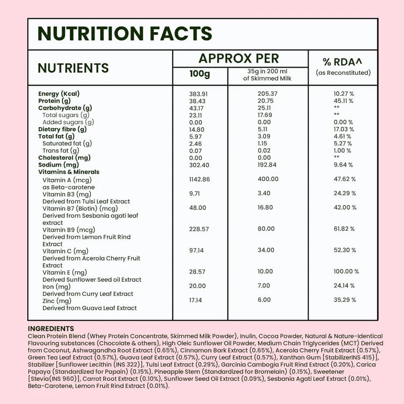 OZiva Nutritional Meal Women High Protein Meal Replacement Shake, Chocolate, 1kg, with Shatavari Brahmi Ginseng Flax Seeds, G