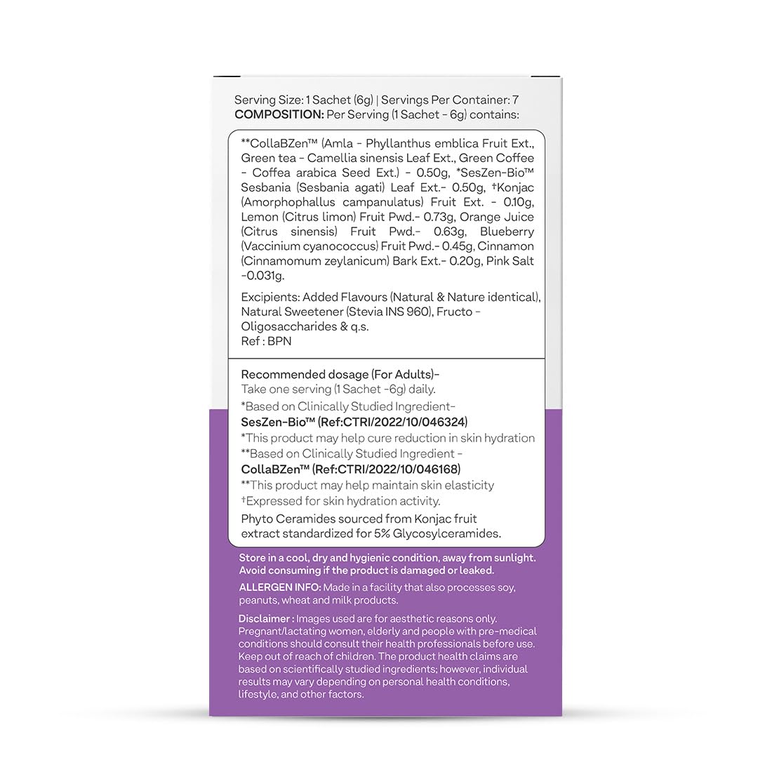 OZiva Phyto Ceramides Collagen Builder, Blueberry, 30 Sachets, Plant-Based Supplement - in use (15)