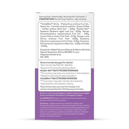 OZiva Phyto Ceramides Collagen Builder, Blueberry, 30 Sachets, Plant-Based Supplement - in use (15)