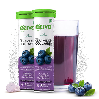 OZiva Phyto Ceramides+ Collagen Builder Tablets, 30 Tabs, Unisex Adult Nutritional Supplement