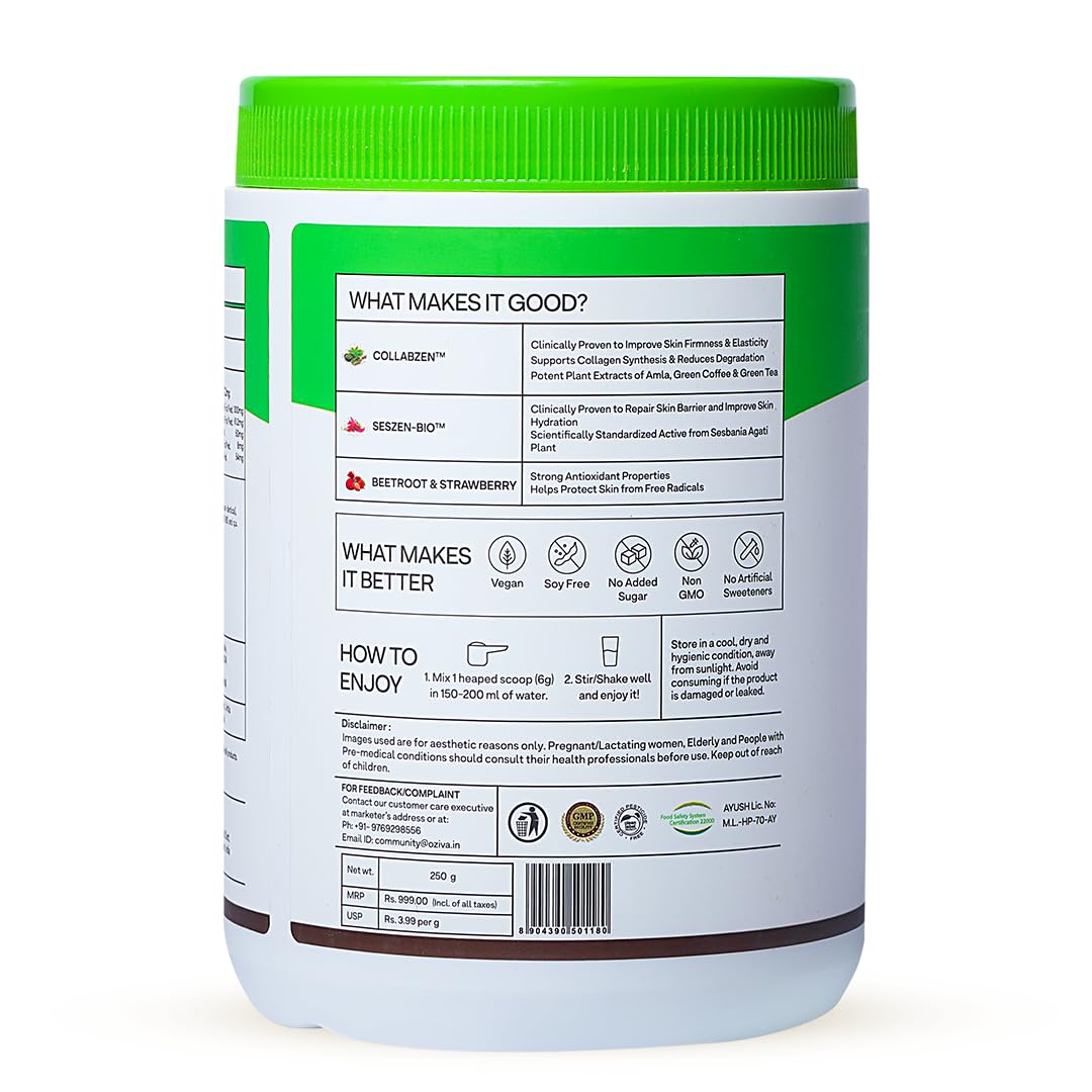 OZiva Phyto Ceramides+ Collagen Builder Tablets, 30 Tabs, Unisex Adult Nutritional Supplement - size and scale (23)