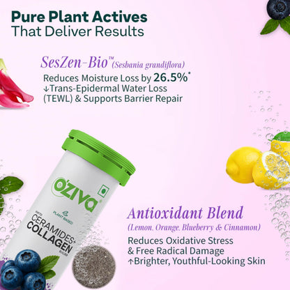 OZiva Phyto Ceramides+ Collagen Builder Tablets, 30 Tabs, Unisex Adult Nutritional Supplement - back view