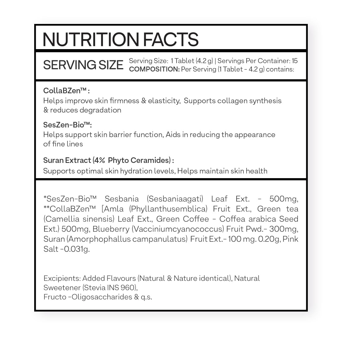 OZiva Phyto Ceramides+ Collagen Builder Tablets, 30 Tabs, Unisex Adult Nutritional Supplement - close-up detail