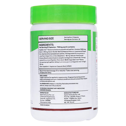 OZiva Plant Based Biotin Xtra Vitamin B7 Supplement, 60 Capsules, Soy-Free, Gluten-Free - packaging (12)
