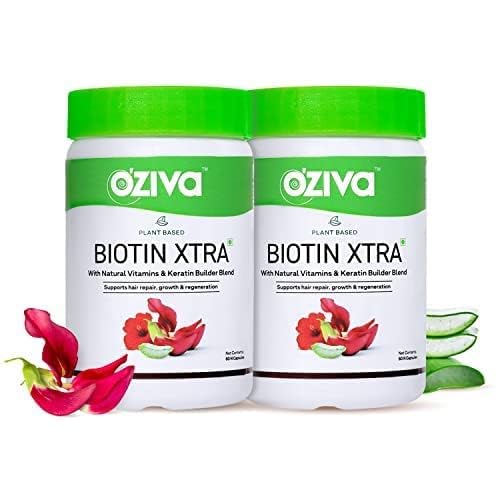 OZiva Plant Based Biotin Xtra Vitamin B7 Supplement, 60 Capsules, Soy-Free, Gluten-Free (18)