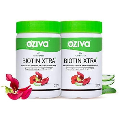 OZiva Plant Based Biotin Xtra Vitamin B7 Supplement, 60 Capsules, Soy-Free, Gluten-Free (18)
