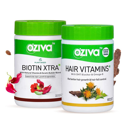 OZiva Plant Based Biotin Xtra Vitamin B7 Supplement, 60 Capsules, Soy-Free, Gluten-Free (9)