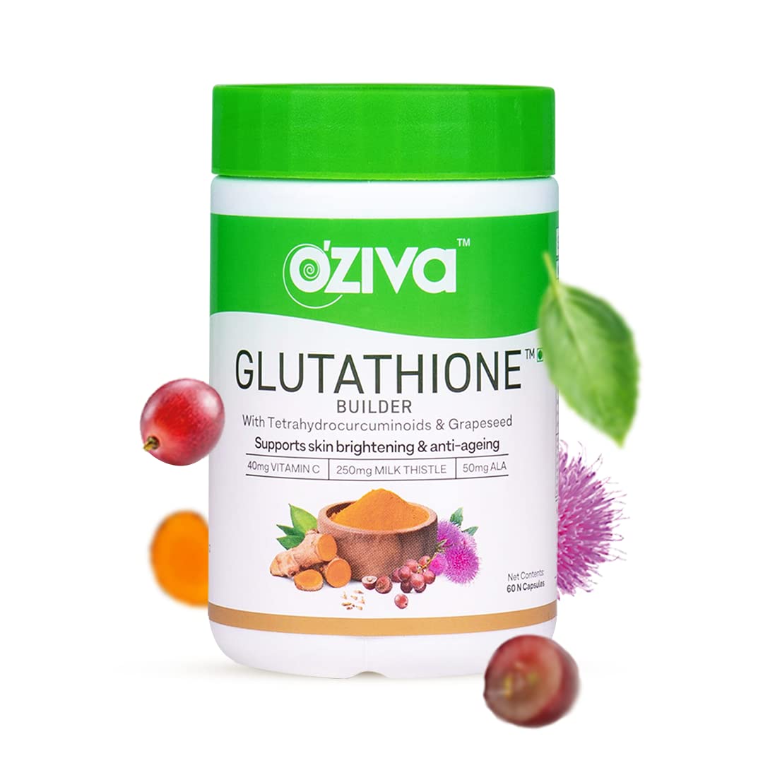 OZiva Plant Based Glutathione Builder Capsules, 60 Count, Antioxidant Nutritional Supplement, Unisex