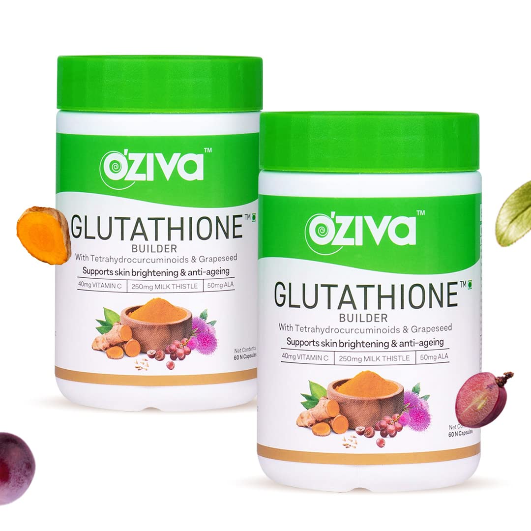 OZiva Plant Based Glutathione Builder Capsules, 60 Count, Antioxidant Nutritional Supplement, Unisex (10)