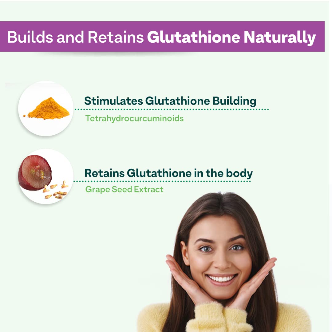 OZiva Plant Based Glutathione Builder Capsules, 60 Count, Antioxidant Nutritional Supplement, Unisex - back view