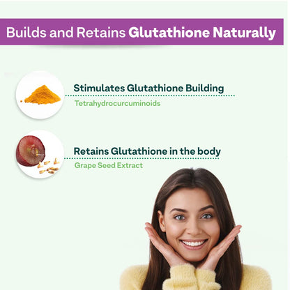 OZiva Plant Based Glutathione Builder Capsules, 60 Count, Antioxidant Nutritional Supplement, Unisex - back view