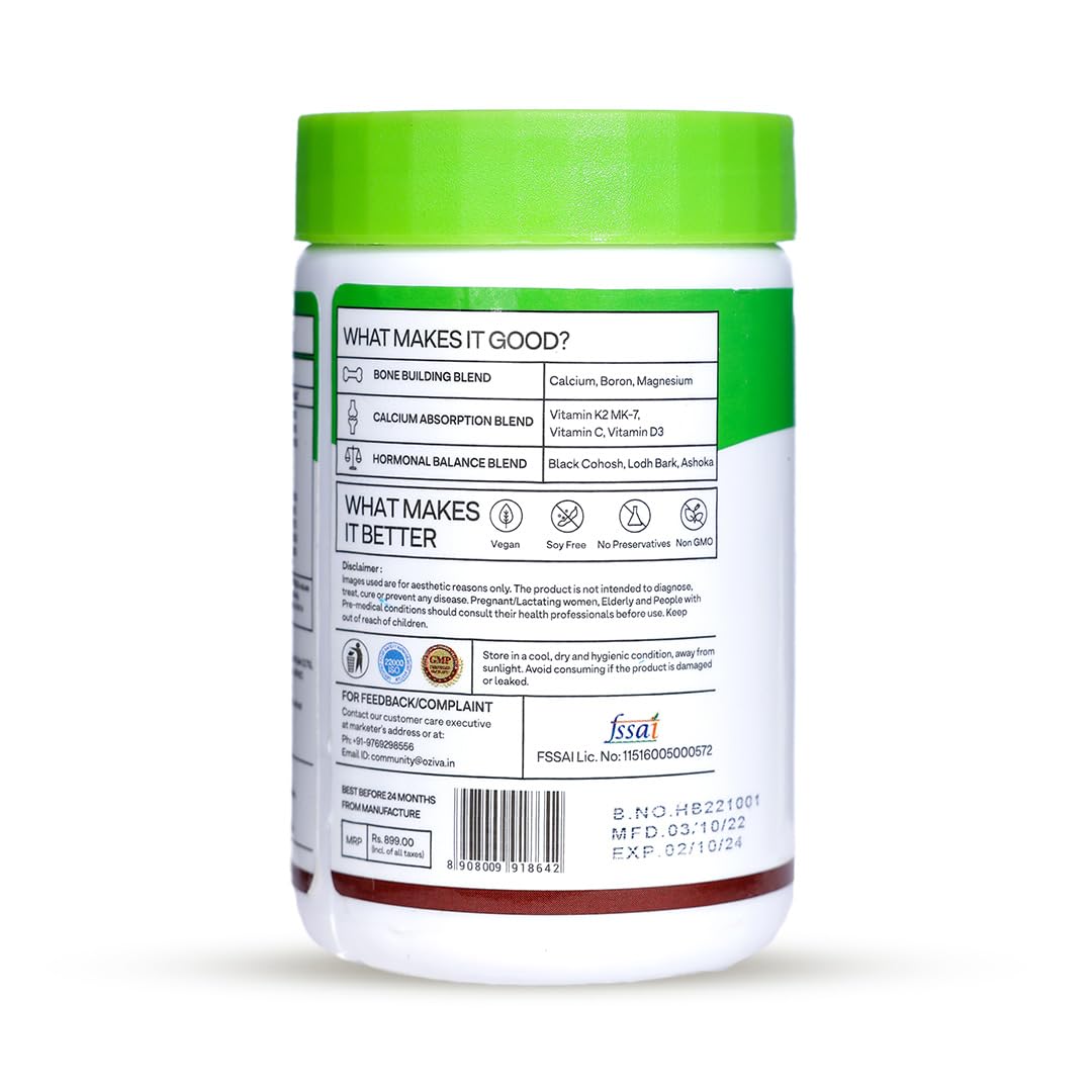 OZiva Plant Based HerBones Women's Nutritional Supplement, 60 Capsules, 70g, Certified Vegan - in use