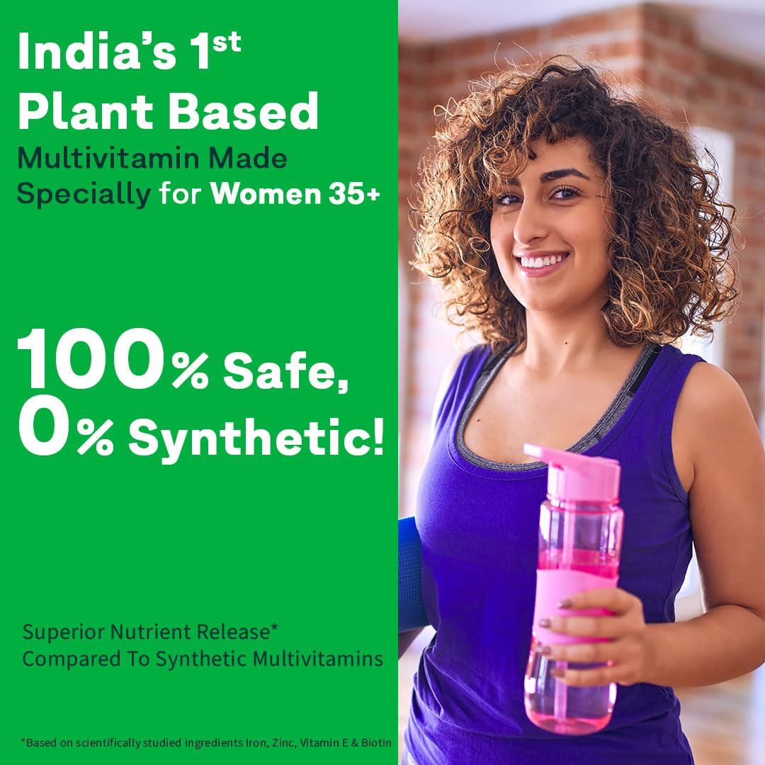 OZiva Plant Based Multivitamin Tablets for Women 35+, 50 Count, Vegetarian, Chasteberry, Vitamin E & D3, Liposomal C & Biotin