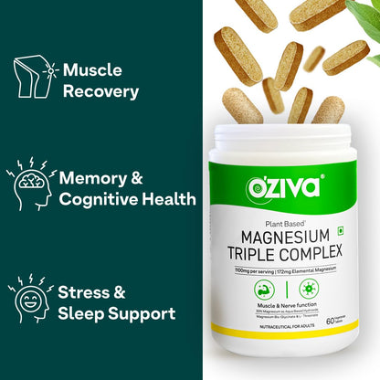 OZiva Plant Based Omega 3-6-9 Supplement, Vegan Flaxseed & Blackseed Oil, 60 Capsules - front view (11)