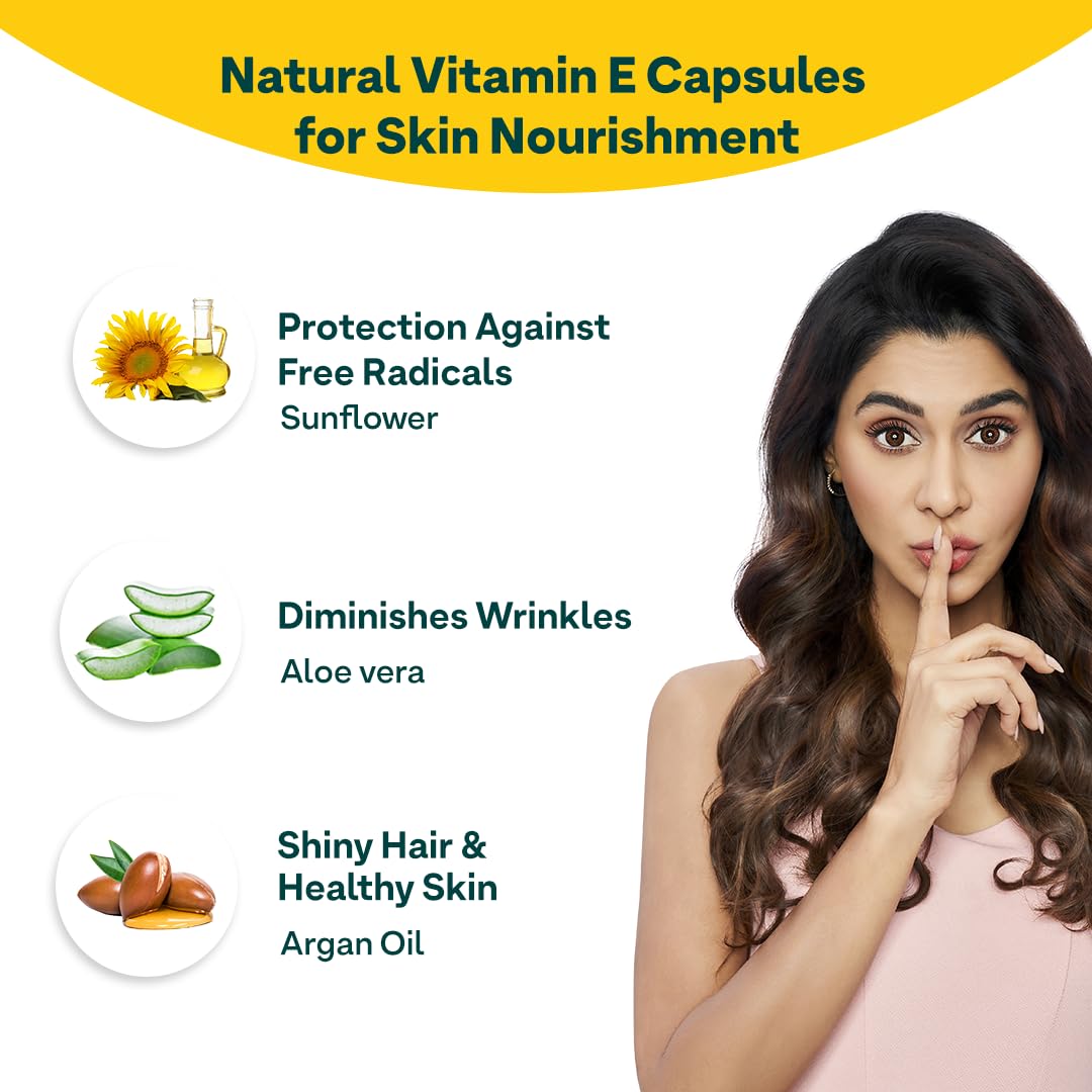 OZiva Plant Based Vitamin E Capsules, 30 Capsules, Vegan & Clean Certified - back view