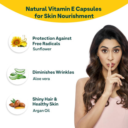 OZiva Plant Based Vitamin E Capsules, 30 Capsules, Vegan & Clean Certified - back view