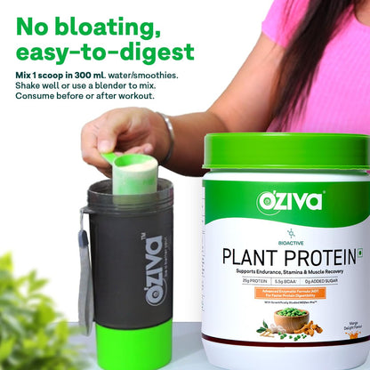OZiva Plant Protein + Pro-Digest Powder, Pea Protein Isolate, Digestive Enzyme Blend, No Added Sugar, Multiple Sizes - close-