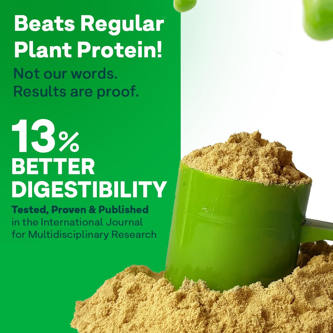 OZiva Plant Protein + Pro-Digest Powder, Pea Protein Isolate, Digestive Enzyme Blend, No Added Sugar, Multiple Sizes - back v