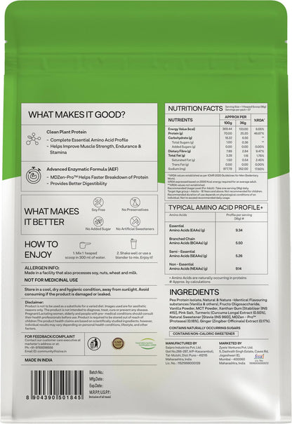 OZiva Plant Protein + Pro-Digest Powder, Pea Protein Isolate, Digestive Enzyme Blend, No Added Sugar, Multiple Sizes - in use
