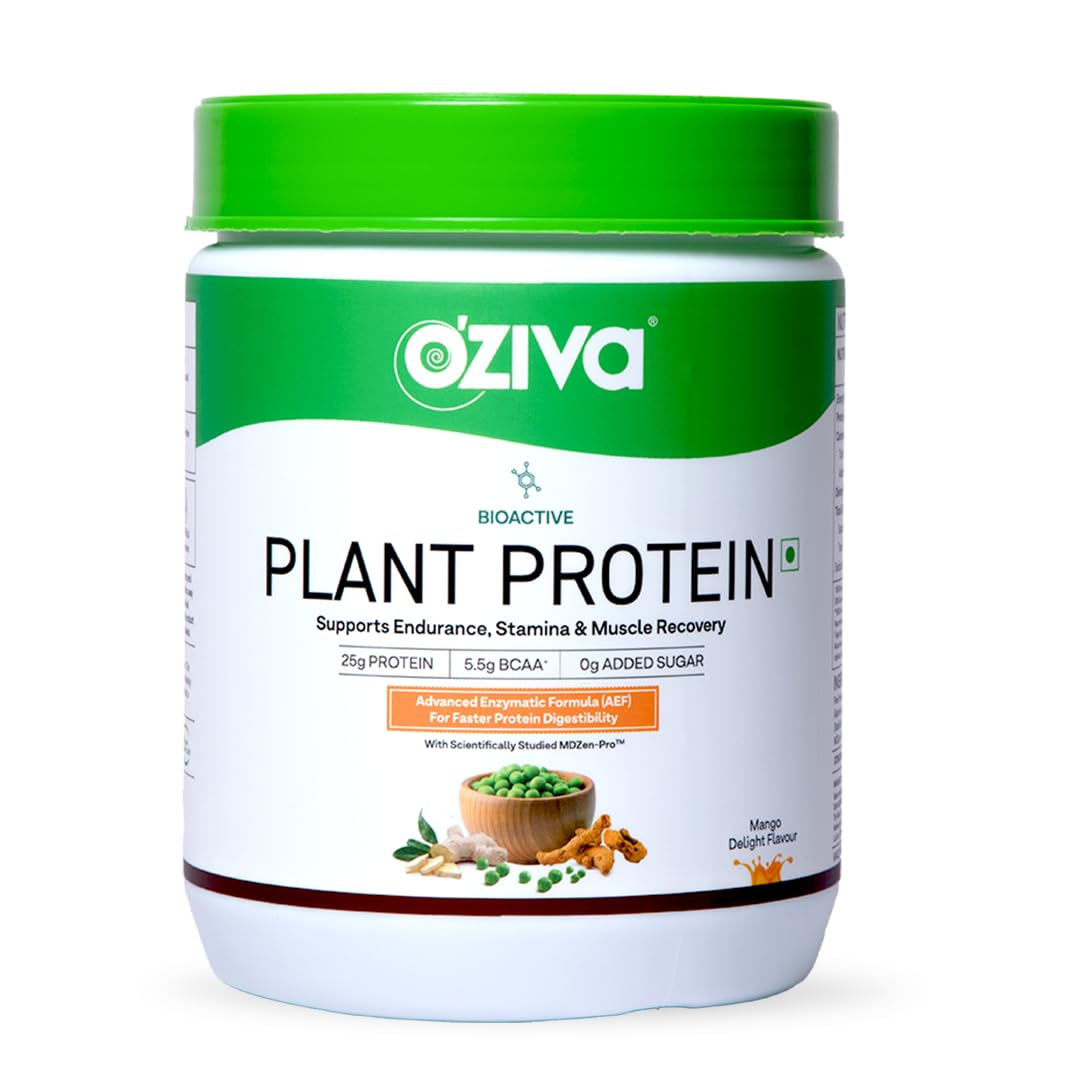 OZiva Plant Protein + Pro-Digest Powder, Pea Protein Isolate, Digestive Enzyme Blend, No Added Sugar, Multiple Sizes (41)