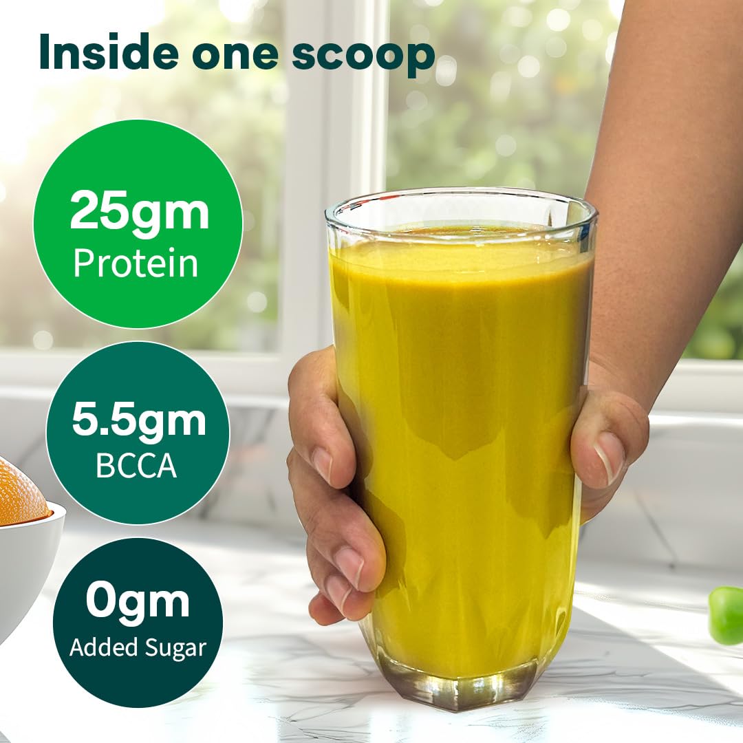 OZiva Plant Protein + Pro-Digest Powder, Pea Protein Isolate, Digestive Enzyme Blend, No Added Sugar, Multiple Sizes - back v