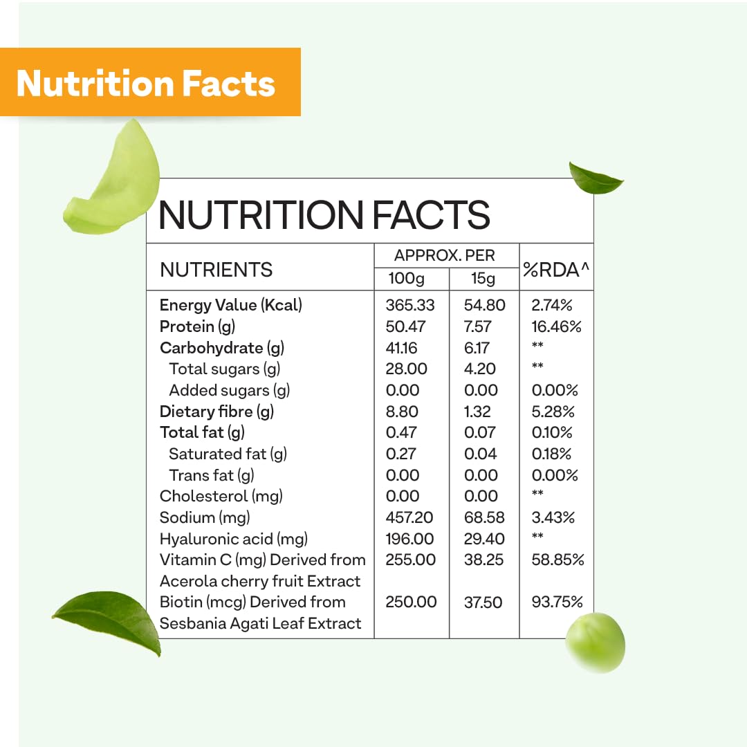 OZiva Pro Collagen Builder Peptides Type I & II Caramel Flavor Plant-Based Supplement - ingredients panel
