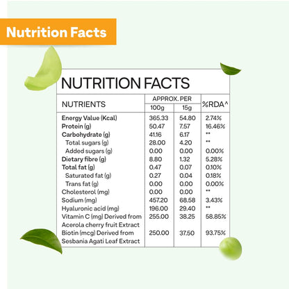 OZiva Pro Collagen Builder Peptides Type I & II Caramel Flavor Plant-Based Supplement - ingredients panel