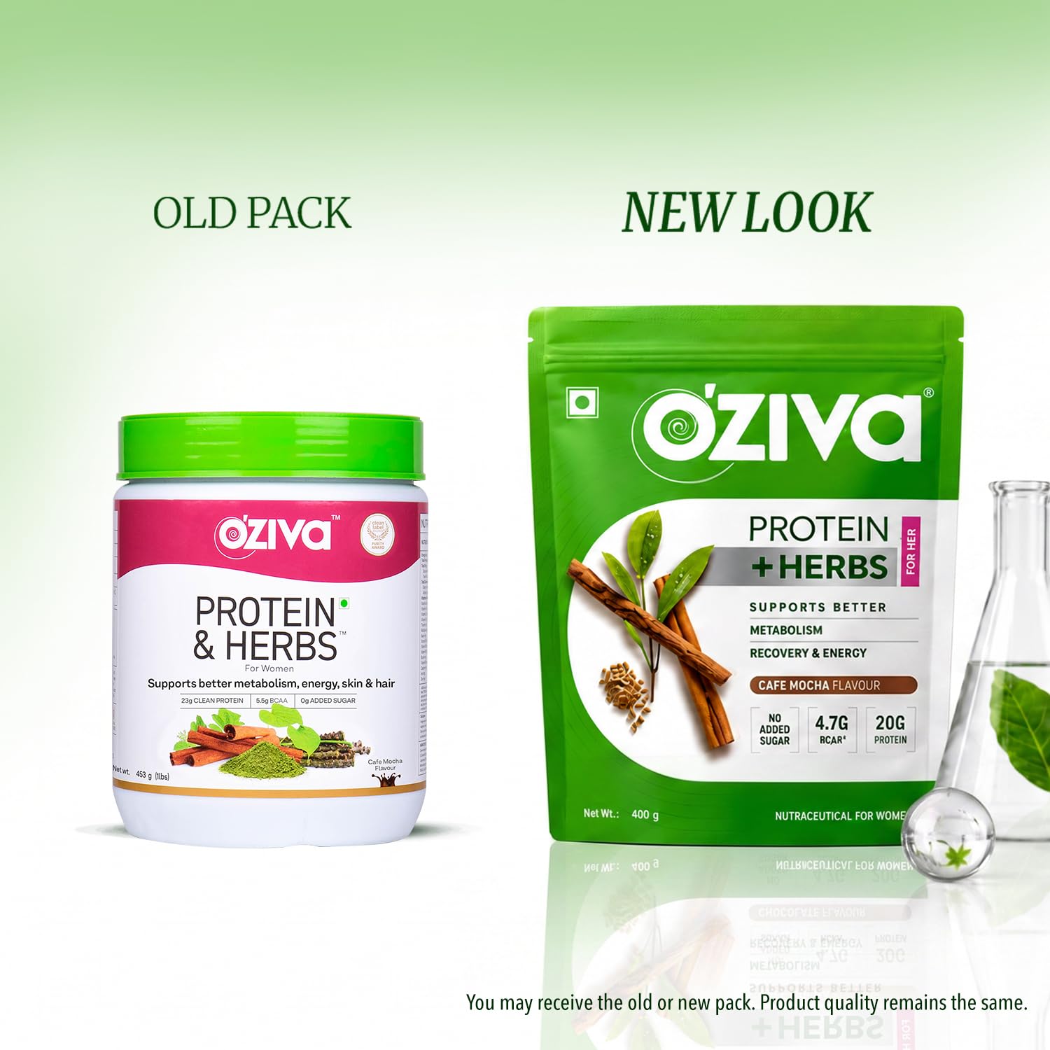 OZiva Protein & Herbs for Women, Cafe Mocha, No Added Sugar, Gluten-Free, Soy-Free - front view