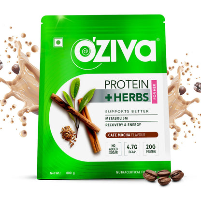 OZiva Protein & Herbs for Women, Cafe Mocha, No Added Sugar, Gluten-Free, Soy-Free (9)