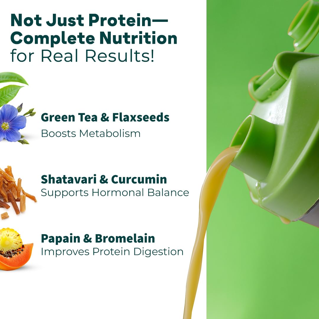 OZiva Protein & Herbs for Women, Whey Protein Powder, Mango Flavor with Green Tea, No Added Sugar, Soy-Free, Gluten-Free - pa