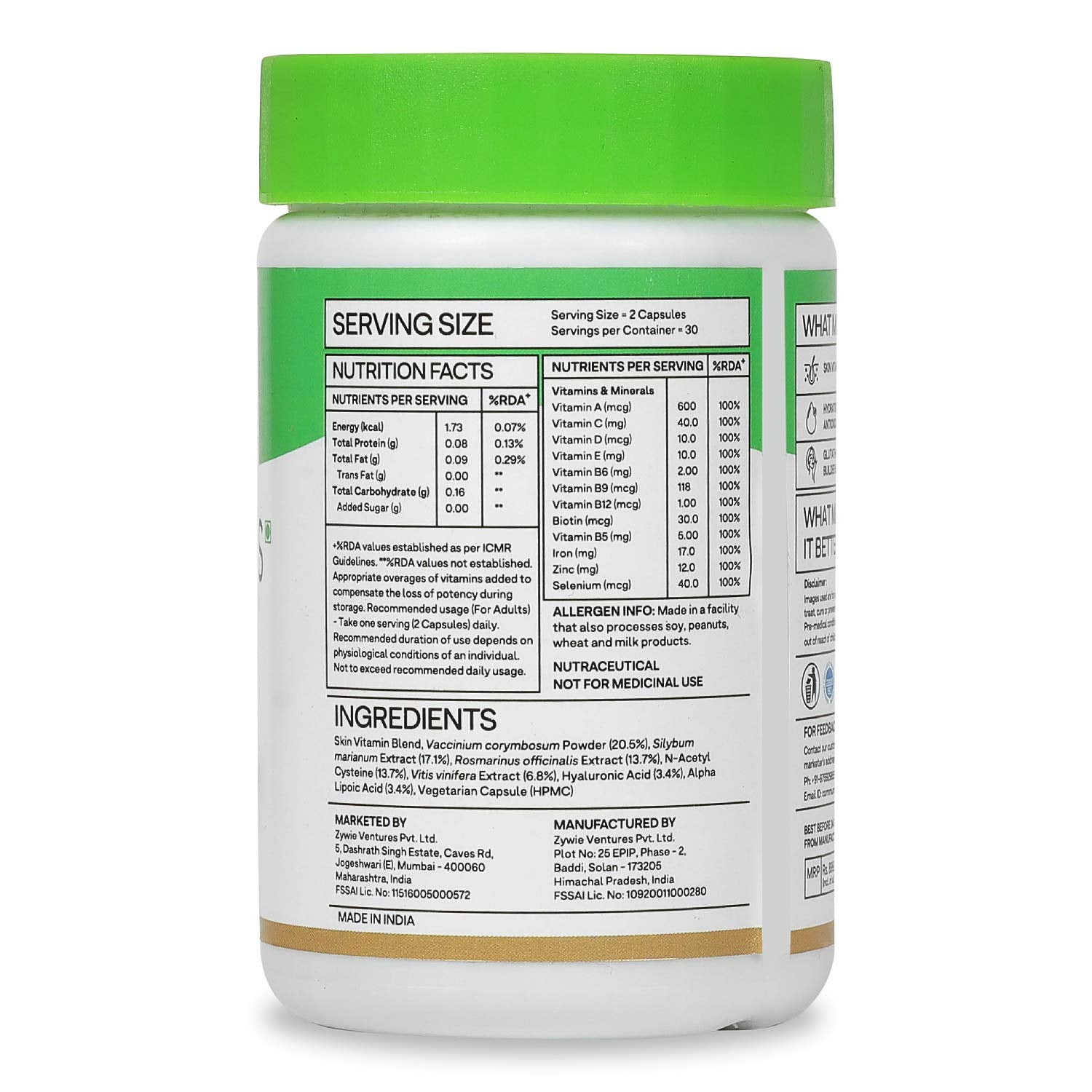 OZiva Skin Vitamins 60 Capsules for Men & Women, Hyaluronic Acid with Vitamins E & C, Certified Clean & Vegan, 50g - in use