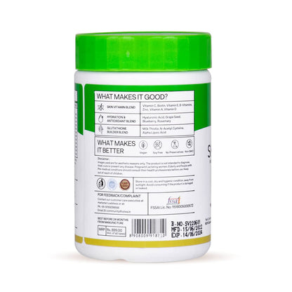 OZiva Skin Vitamins 60 Capsules for Men & Women, Hyaluronic Acid with Vitamins E & C, Certified Clean & Vegan, 50g - size and