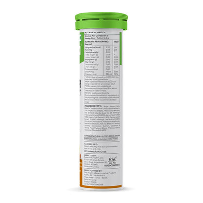 OZiva Sugar Support Effervescent Tablets, Multi-Herb Formula with Reducose, Cinnamon, Jamun, Karela, Gymnema and Moringa, 15 