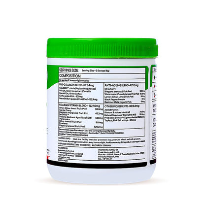 OZiva Vegan Collagen Powder, 125g, Watermelon Flavor, with Biotin, Vitamin C, Plant Based Ingredients - size and scale