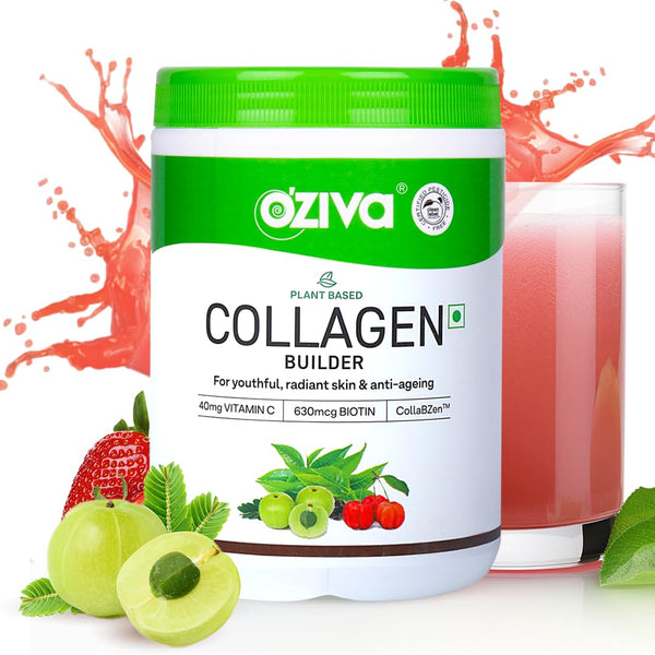 OZiva Vegan Collagen Powder, 200g, Tangy Amla Flavor, Nutritional Supplement