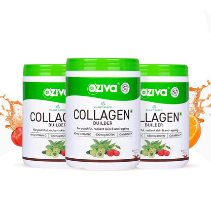 OZiva Vegan Collagen Powder, Berry Orange, 200g, Plant-Based Adult Nutritional Supplement, Unisex (13)
