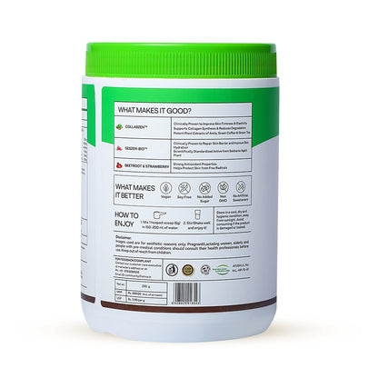 OZiva Vegan Collagen Powder, Berry Orange, 200g, Plant-Based Adult Nutritional Supplement, Unisex - size and scale