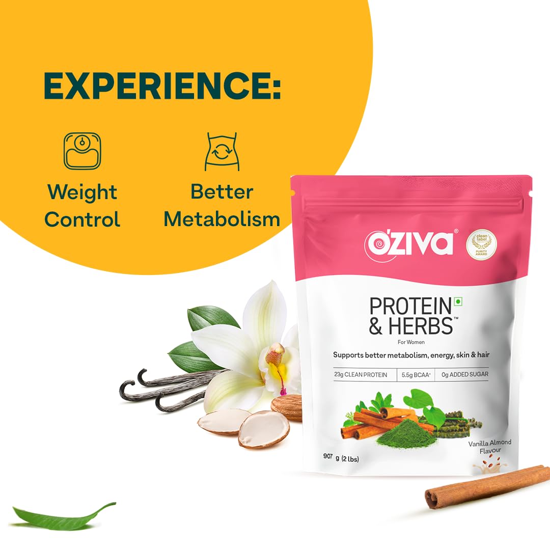 OZiva Whey Protein Powder for Women, No Added Sugar, Soy-Free, Gluten-Free - back view