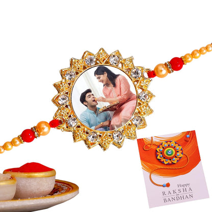 P Arts Personalized/Customized Raksha Bandhan Rakhi With Photo Of Your Brother, & Trendy rakhi for bhai with Roli Chawal and