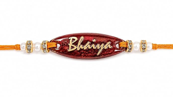 P. N. STORE Resin Rakhi for Brother, Handcrafted Raksha Bandhan Bracelet with Pearl Beads, Festive Rakhi Gift