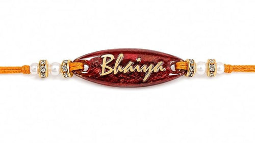 P. N. STORE Resin Rakhi for Brother, Handcrafted Raksha Bandhan Bracelet with Pearl Beads, Festive Rakhi Gift