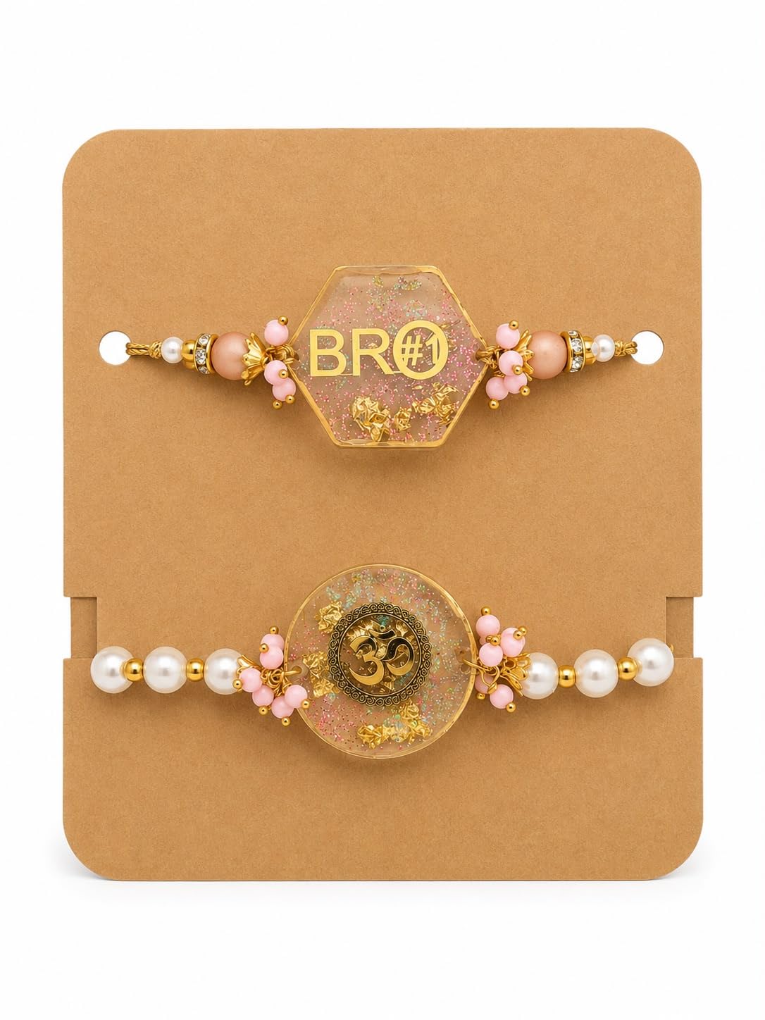 P. N. STORE Resin Rakhi for Brother, Handcrafted Raksha Bandhan Bracelet with Pearl Beads, Festive Rakhi Gift - size and scal
