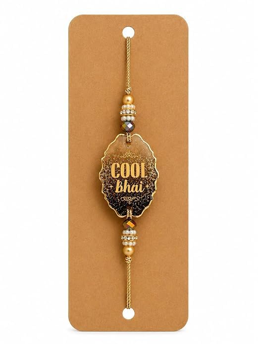 P. N. STORE Resin Rakhi for Brother, Handcrafted Raksha Bandhan Bracelet with Pearl Beads, Festive Rakhi Gift (16)