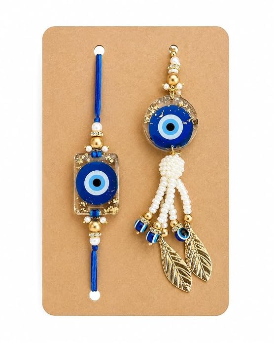 P. N. STORE Resin Rakhi for Brother, Handcrafted Raksha Bandhan Bracelet with Pearl Beads, Festive Rakhi Gift (19)