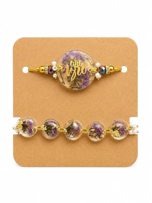P. N. STORE Resin Rakhi for Brother, Handcrafted Raksha Bandhan Bracelet with Pearl Beads, Festive Rakhi Gift (21)