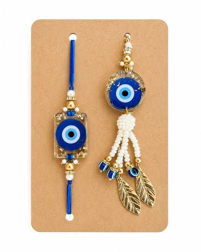 P. N. STORE Resin Rakhi for Brother, Handcrafted Raksha Bandhan Bracelet with Pearl Beads, Festive Rakhi Gift - front view (8