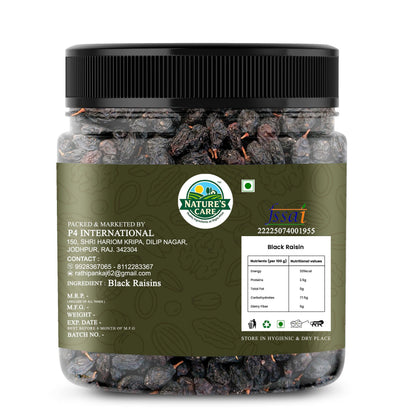 P4 International Black Raisins, Dried Grapes for Snacking, Cooking & Baking, Multiple Sizes Available (250g-900g) - front vie